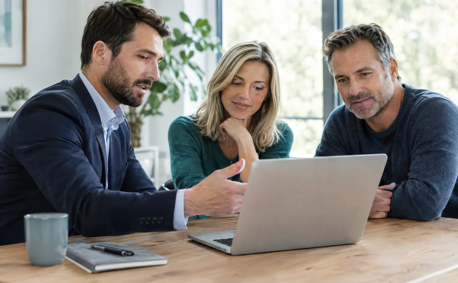 A Keystone broker going through options with a couple